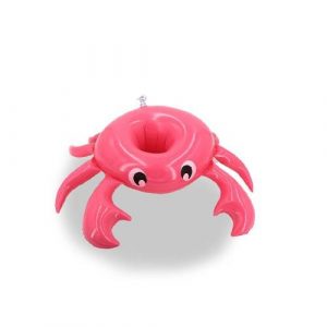 Porte verre crabe rose pour piscine et plage